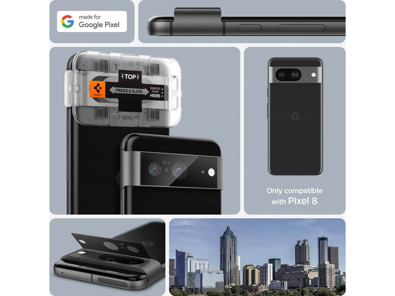 Spigen Glass tR EZ Fit Optik Black 2 Pack - Google Pixel 8