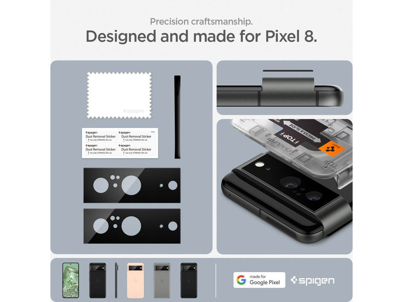 Spigen Glass tR EZ Fit Optik Black 2 Pack - Google Pixel 8