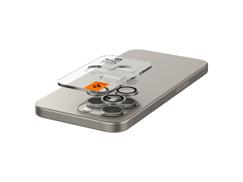 Spigen Glass tR EZ Fit Optik Pro 2 Pack - nature titanium - iPhone 15 Pro/15 Pro Max