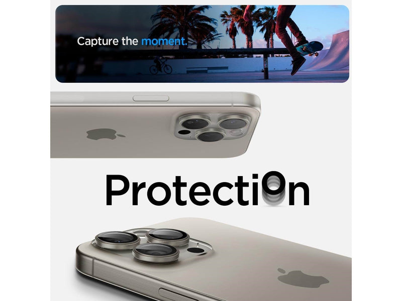 Spigen Glass tR EZ Fit Optik Pro 2 Pack - nature titanium - iPhone 15 Pro/15 Pro Max