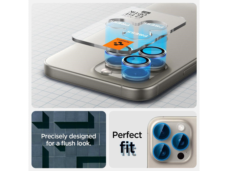 Spigen Glass tR EZ Fit Optik Pro 2 Pack - nature titanium - iPhone 15 Pro/15 Pro Max