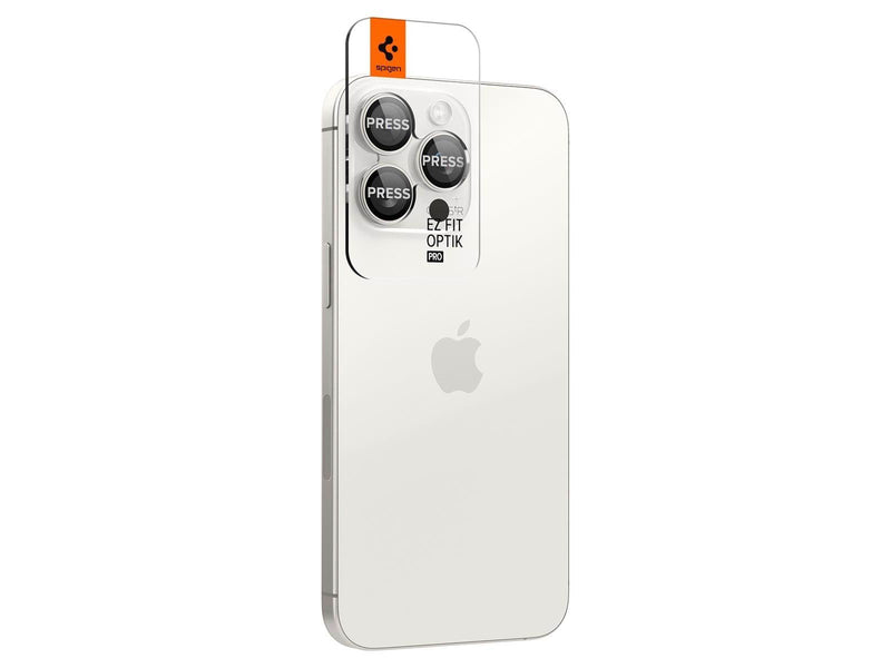 Spigen Glass tR EZ Fit Optik Pro 2 Pack - white titanium - iPhone 15 Pro/15 Pro Max