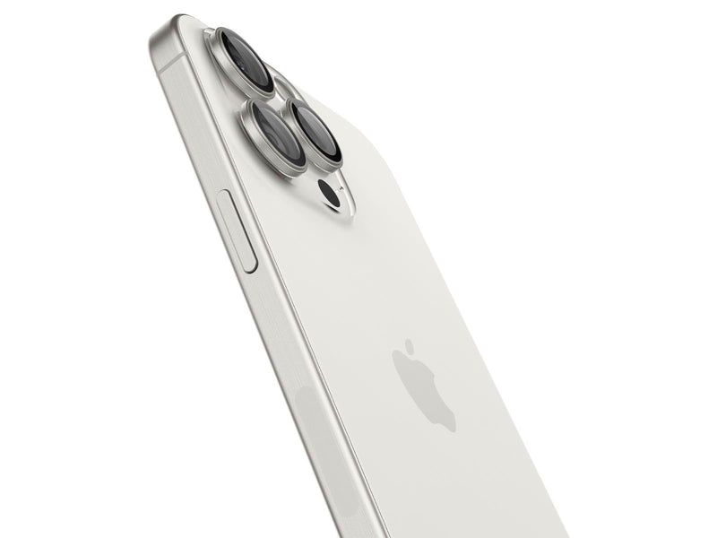 Spigen Glass tR EZ Fit Optik Pro 2 Pack - white titanium - iPhone 15 Pro/15 Pro Max
