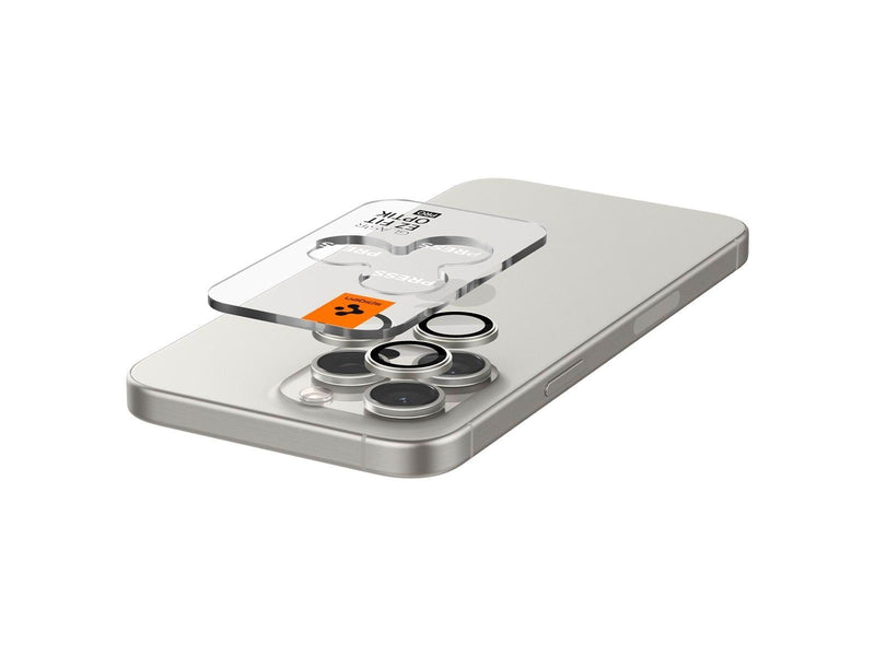 Spigen Glass tR EZ Fit Optik Pro 2 Pack - white titanium - iPhone 15 Pro/15 Pro Max