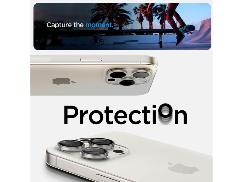 Spigen Glass tR EZ Fit Optik Pro 2 Pack - white titanium - iPhone 15 Pro/15 Pro Max
