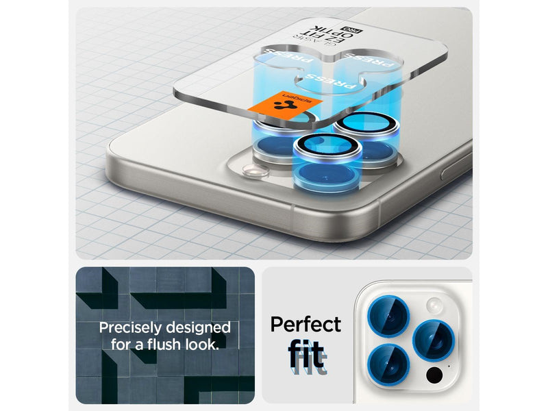 Spigen Glass tR EZ Fit Optik Pro 2 Pack - white titanium - iPhone 15 Pro/15 Pro Max