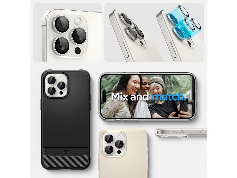 Spigen Glass tR EZ Fit Optik Pro 2 Pack - white titanium - iPhone 15 Pro/15 Pro Max