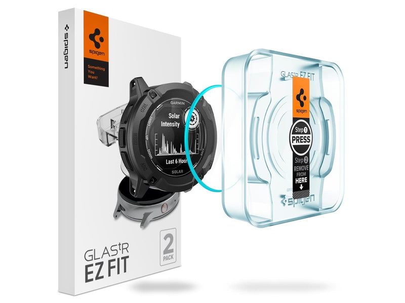 Spigen Glass tR EZ Fit 2 Pack - Garmin Instinct 2X Solar