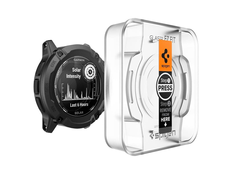 Spigen Glass tR EZ Fit 2 Pack - Garmin Instinct 2X Solar