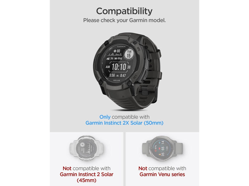 Spigen Glass tR EZ Fit 2 Pack - Garmin Instinct 2X Solar