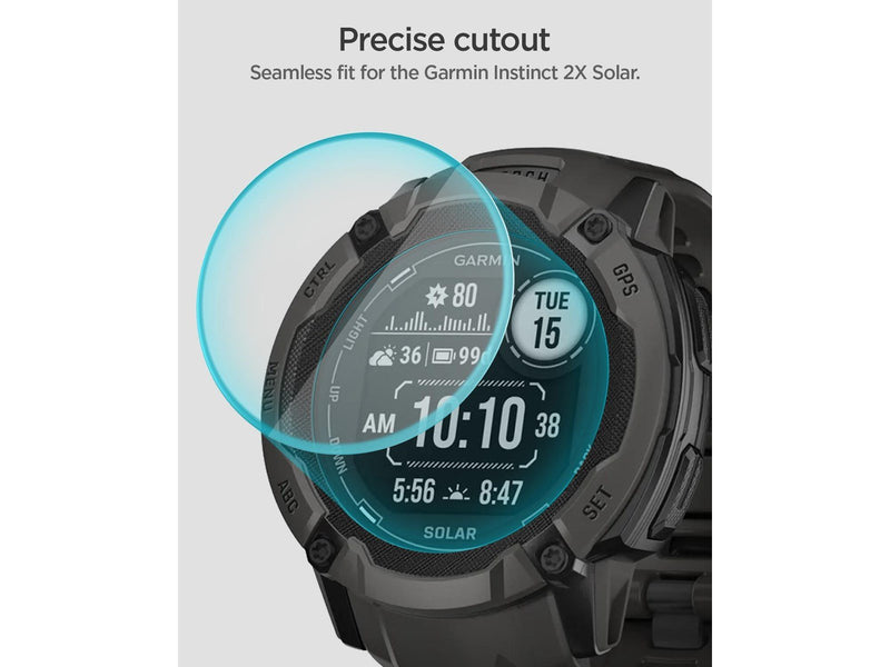 Spigen Glass tR EZ Fit 2 Pack - Garmin Instinct 2X Solar