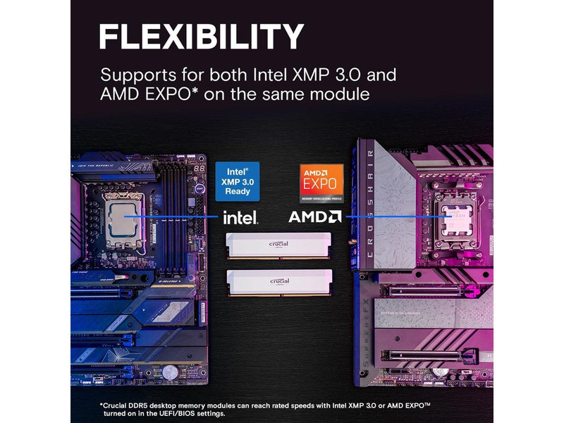 Crucial PRO Overclocking DDR5-6000 - 32GB - CL36 - Dual Channel (2 pcs) - AMD EXPO & Intel XMP - Weiß