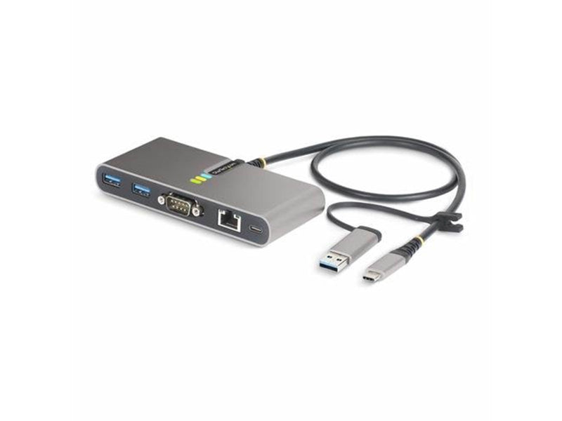 StarTech.com 2-Port USB-C/USB-A Hub with GbE and RS232 Serial 2x USB-A - hub - 2 ports USB-Hubs - 2 - Grau