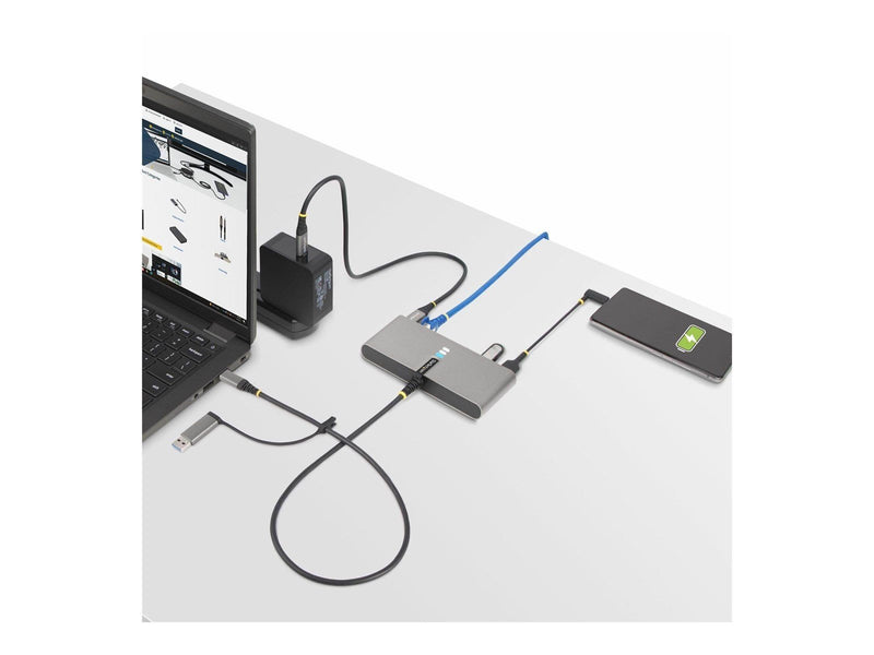 StarTech.com 2-Port USB-C/USB-A Hub with GbE and RS232 Serial 2x USB-A - hub - 2 ports USB-Hubs - 2 - Grau