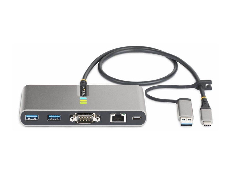 StarTech.com 2-Port USB-C/USB-A Hub with GbE and RS232 Serial 2x USB-A - hub - 2 ports USB-Hubs - 2 - Grau