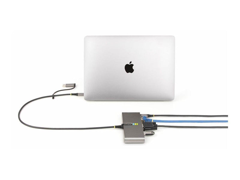 StarTech.com 2-Port USB-C/USB-A Hub with GbE and RS232 Serial 2x USB-A - hub - 2 ports USB-Hubs - 2 - Grau