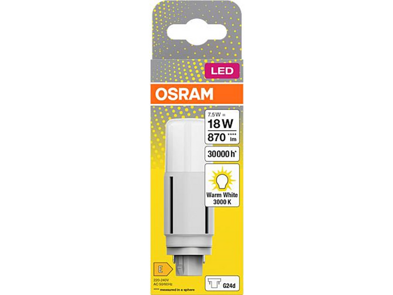 Osram LED-Lampe DULUX LED D vertical 7.5W/830 (18W) G24D-2 EM/230V G24d-2