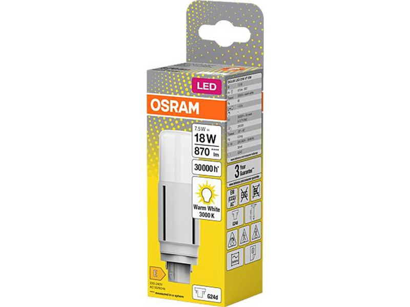Osram LED-Lampe DULUX LED D vertical 7.5W/830 (18W) G24D-2 EM/230V G24d-2