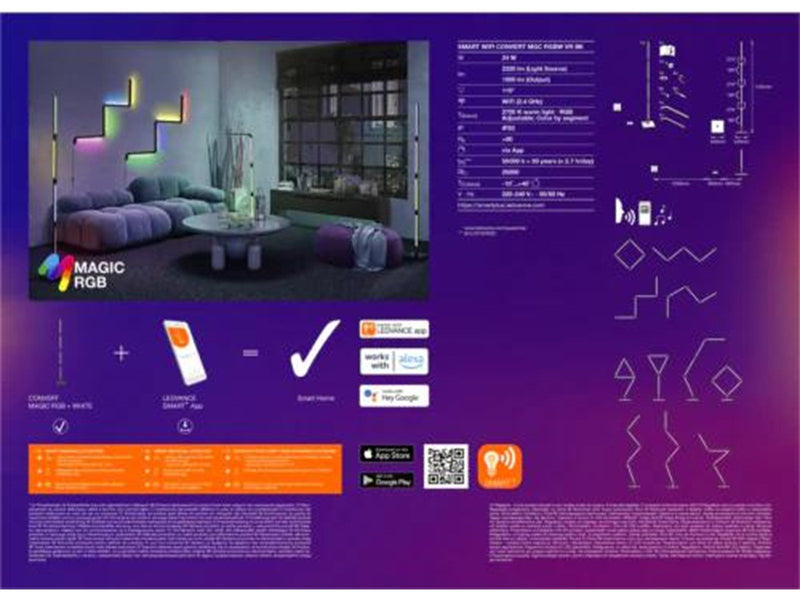 LEDVANCE SMART+ Convert Magic boden/wand 2320lm  24W/RGB+827 schwarz WiFi