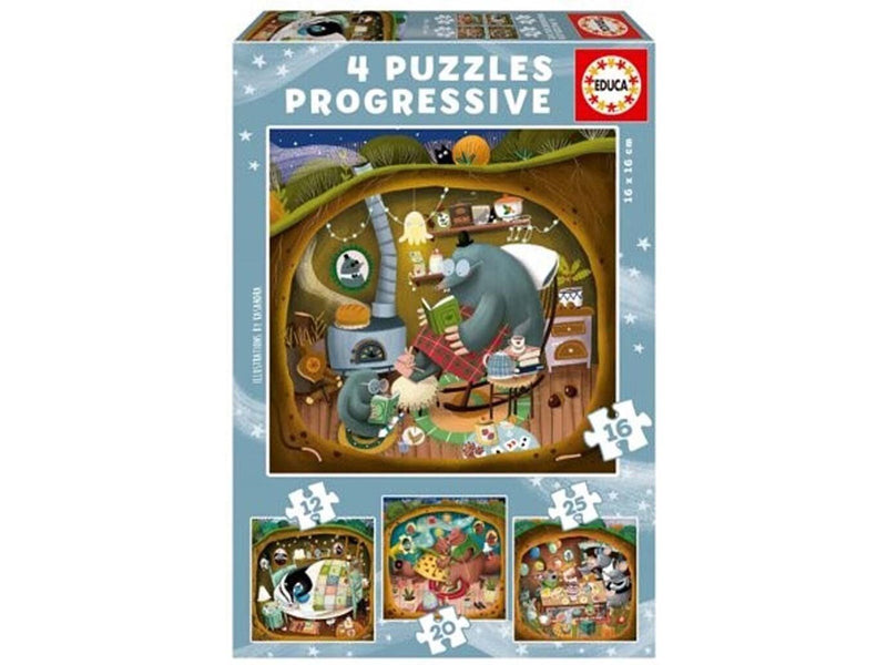 Educa Progressive Puzzle Forest Tales 12-16-20-25