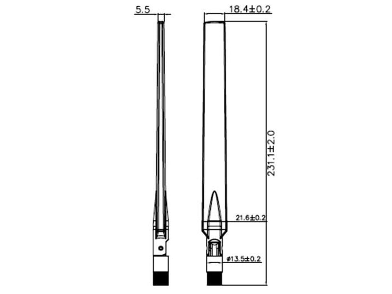 DeLOCK WLAN 802.11 ac/a/h/b/g/n Antenna RP-SMA plug 5 - 7 dBi omnidirectional with tilt joint black