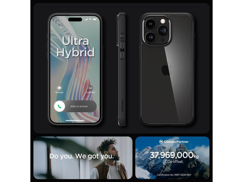 Spigen Crystal Hybrid - matte black - iPhone 15 Pro