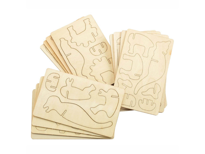 Colorations - Create and Decorate your Wooden 3D Puzzle Dinosaur Set of 4