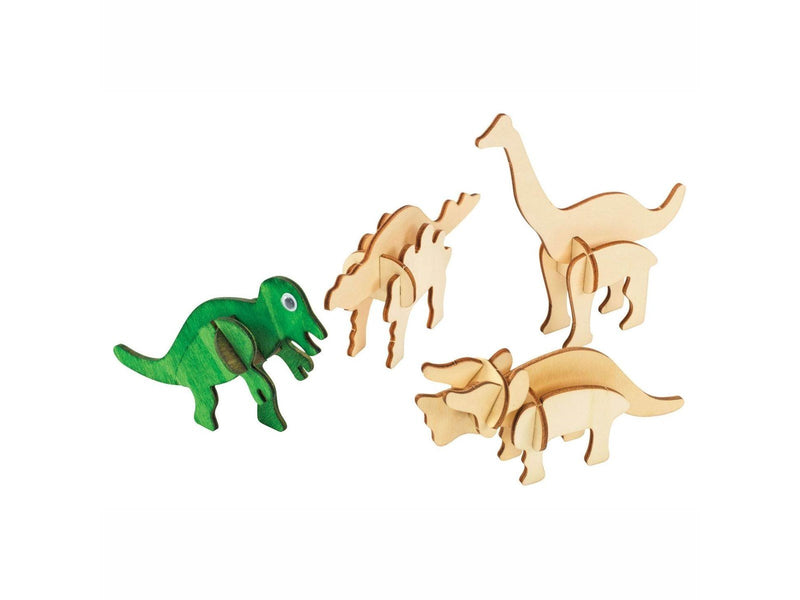 Colorations - Create and Decorate your Wooden 3D Puzzle Dinosaur Set of 4