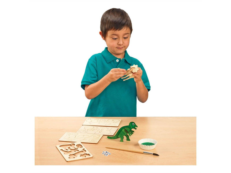 Colorations - Create and Decorate your Wooden 3D Puzzle Dinosaur Set of 4