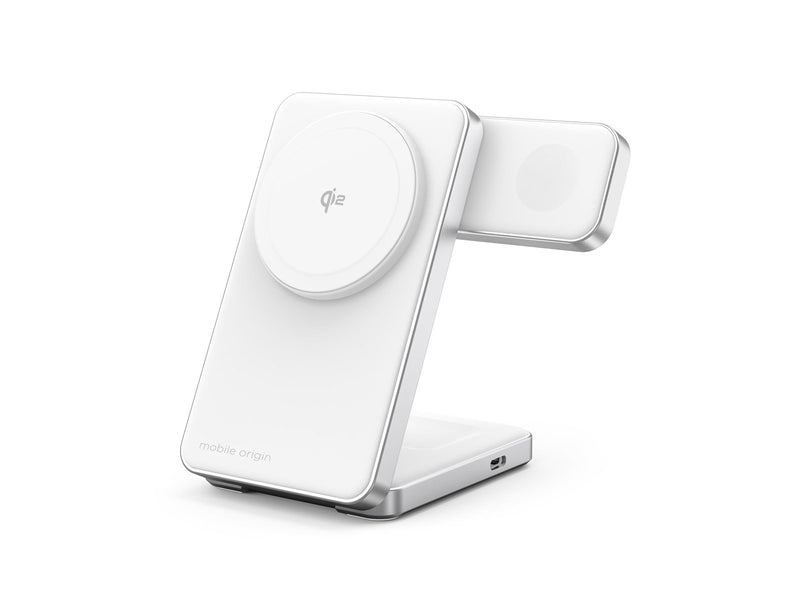 Mobile Origin Qi2 CompactStand 3in1 - white/silver