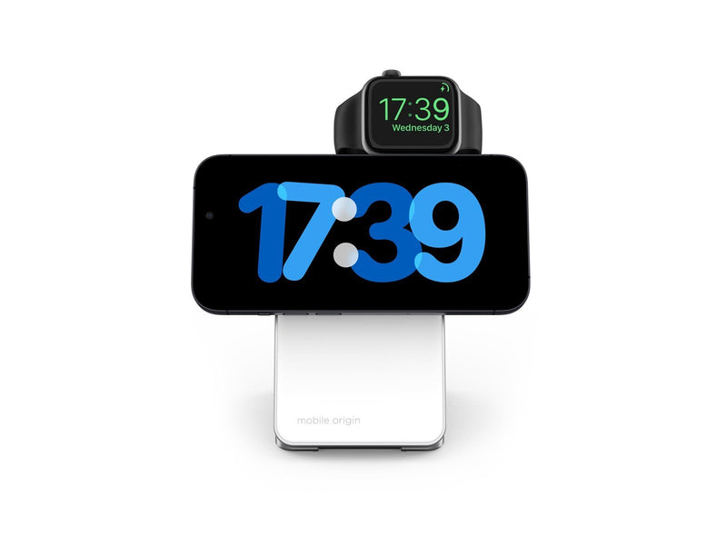 Mobile Origin Qi2 CompactStand 3in1 - white/silver
