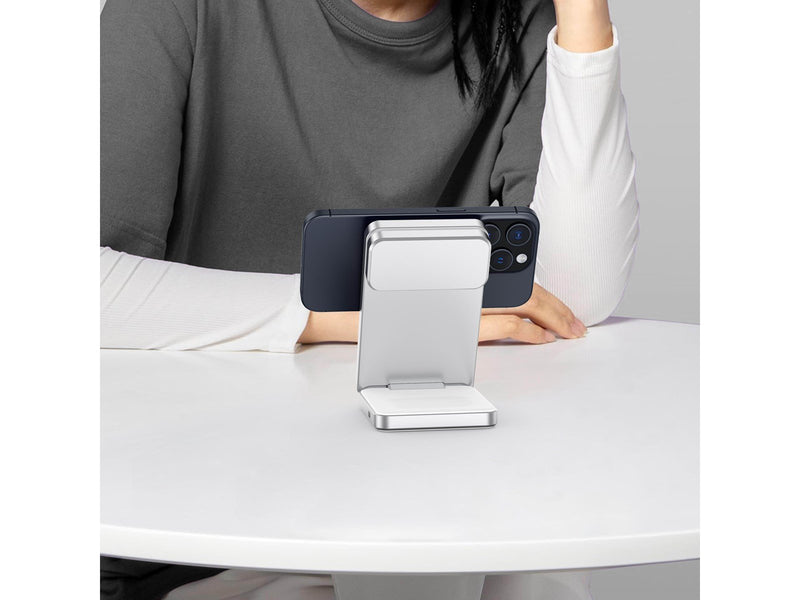 Mobile Origin Qi2 CompactStand 3in1 - white/silver