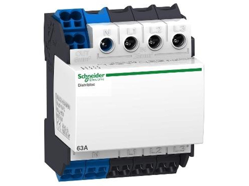 Schneider Electric Linergy DX distribution block for DIN rail 63A 4-pole connection at the top 1x25 mm2.4x6 mm2 per phase