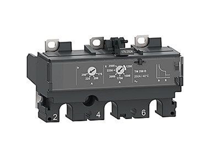Schneider Electric Current relay TM250D for ComPacT NSX 250 circuit breakers bimetallic/electromagnetic rated current 250 A.