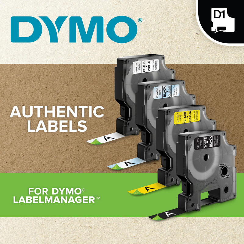 DYMO® Original D1-Schriftband 'Hochleistung' für LabelManager™ 12mm x 3m - Polyester, permanent haftend - weiss auf sch