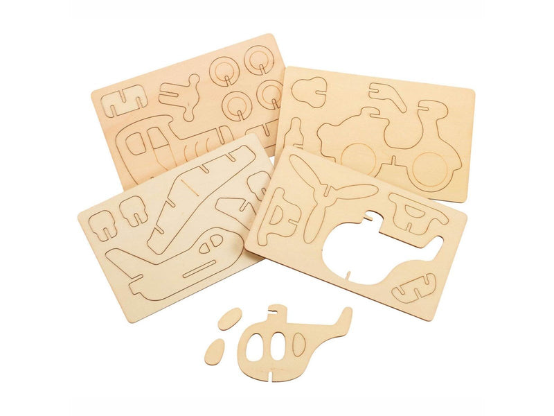 Colorations - Make and Decorate your Wooden 3D Vehicles Set of 4