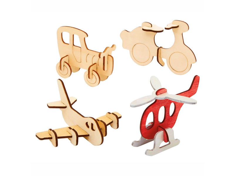 Colorations - Make and Decorate your Wooden 3D Vehicles Set of 4