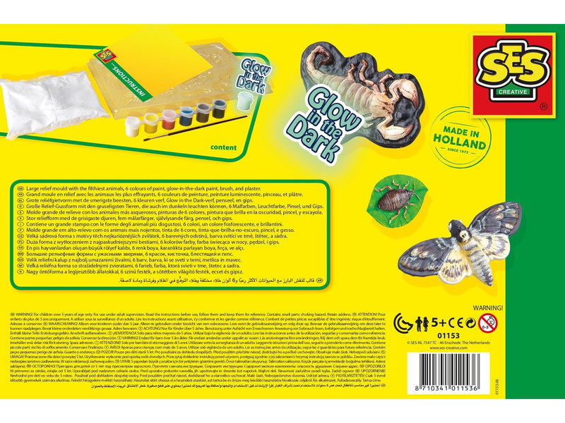 SES Creative Children's Scary Animals Glow in the Dark Casting and Painting Set