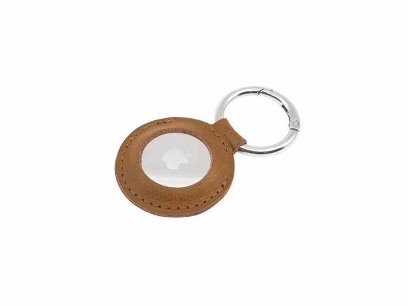 FIXED Real Leather Keychain Case for AirTag Brown