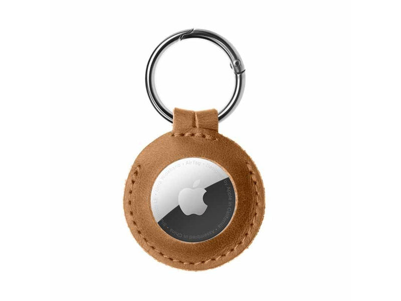 FIXED Real Leather Keychain Case for AirTag Brown