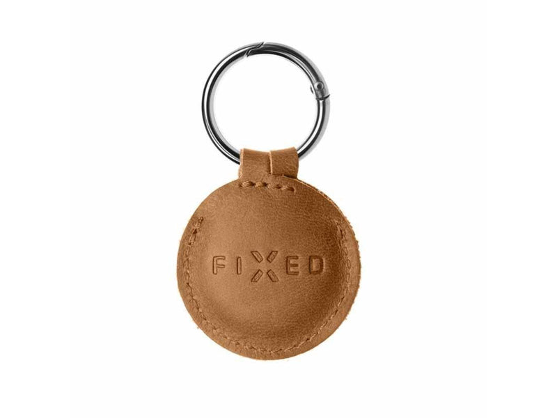 FIXED Real Leather Keychain Case for AirTag Brown