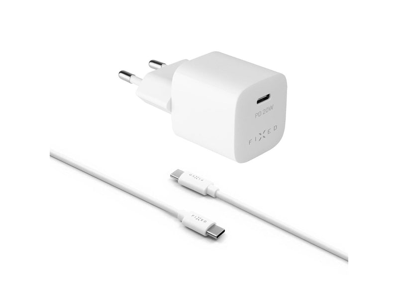 FIXED Fast Charger USB-C PD 20W + USB-C cable 1m White