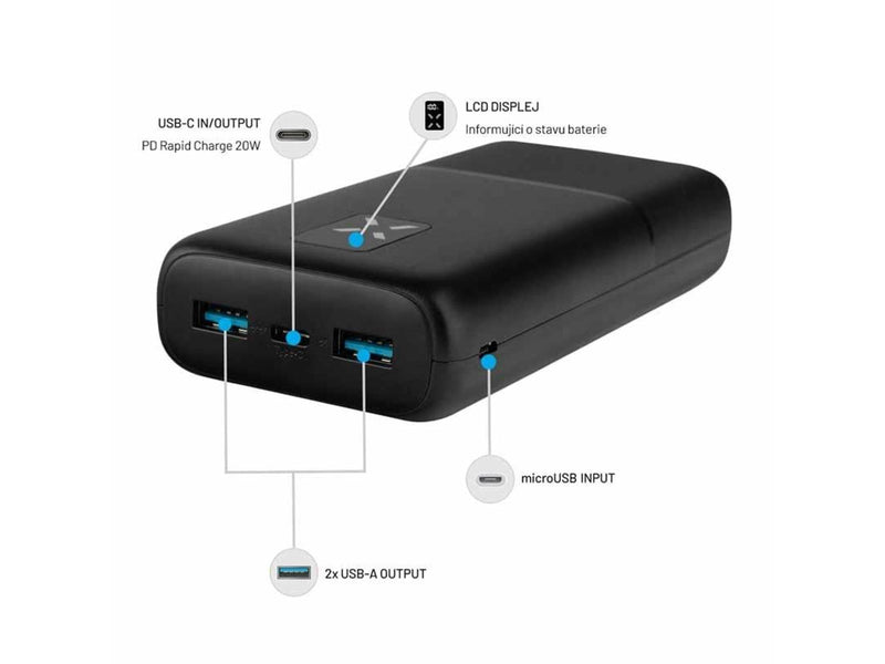 FIXED Zen USB-C PD 20W Power Bank 20.000 mAh Black Powerbank (Akku) - schwarz - 20000 mAh