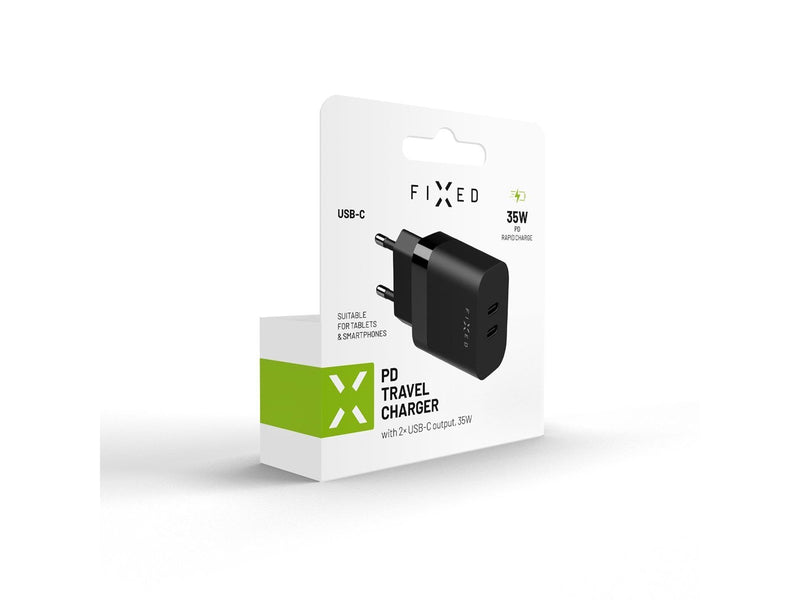 FIXED Super Fast Charger 2xUSB-C PD 3.0 35W Black