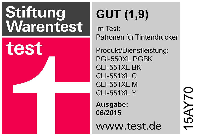 Canon Original CLI-551 XL Druckerpatronen Value Pack BK/C/M/Y + 50 Blatt Fotopapier (PP-201)