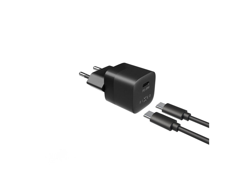 FIXED Fast Charger USB-C PD 20W + USB-C cable 1m Black