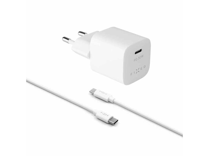 FIXED Super Fast Charger USB-C 30W+USB-C cable 1m White