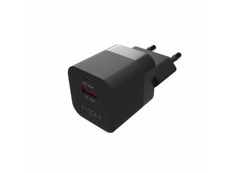 FIXED Fast Mini Home Charger 20W USB-C PD/USB-A Black