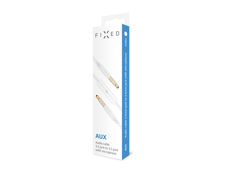 FIXED Audio 2x3.5mm Flat Cable with Microphone 1m White