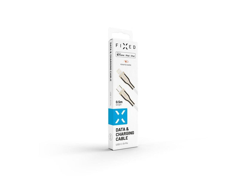 FIXED METAL series USB-C/Lightning MFI cable 0.5m White